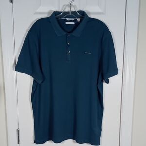 Calvin Klein Liquid Touch Men's Polo Shirt Teal Green Size Large